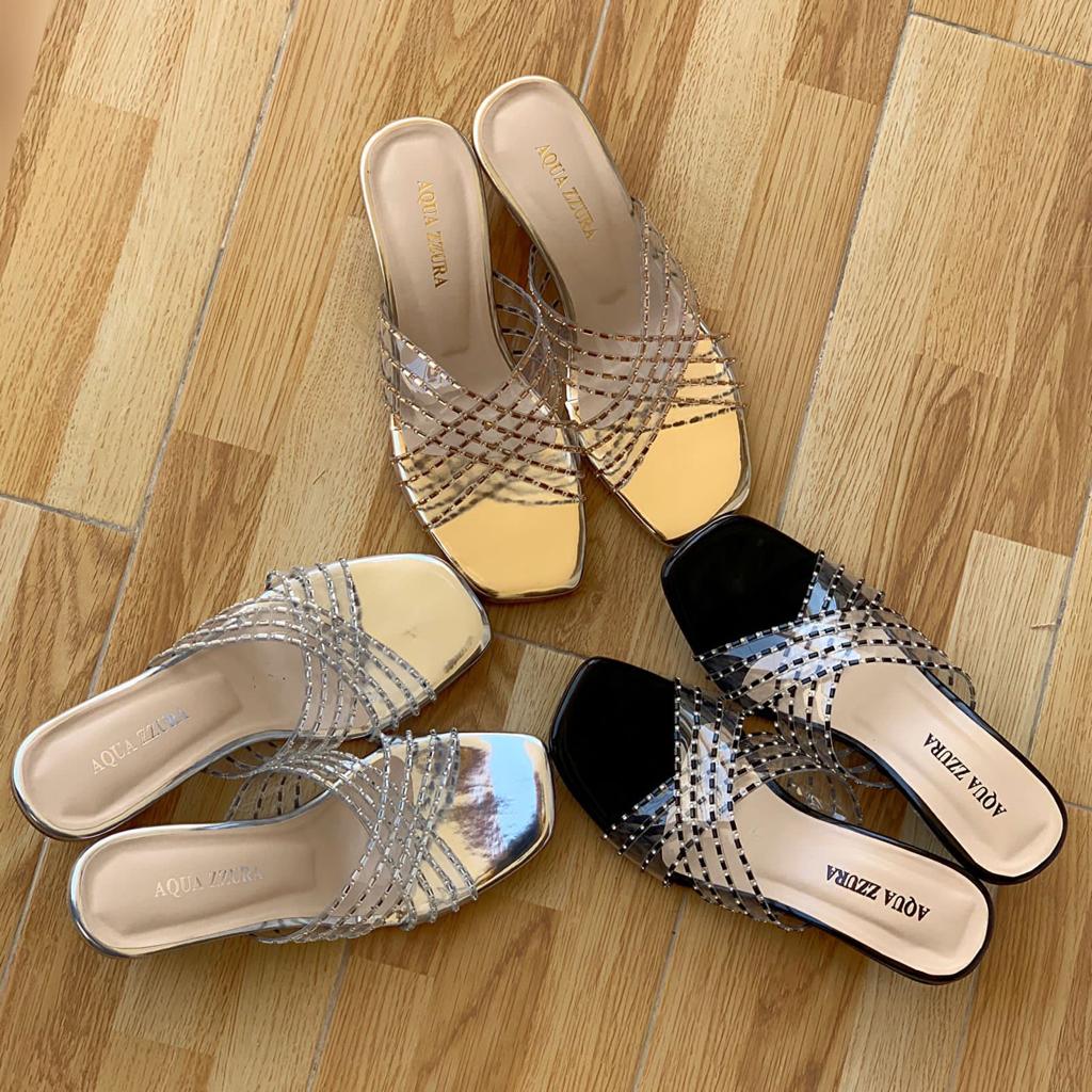 AQ Heels Transparent Clear Vinyl Rhinestone Sandal #10384