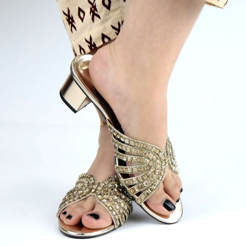 AQ Crystal Embellished Stone Straps Sandal