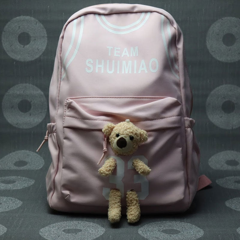 Girls Holographic Cartoon Rabbit & Letter Patch Decor Functional Backpack #111