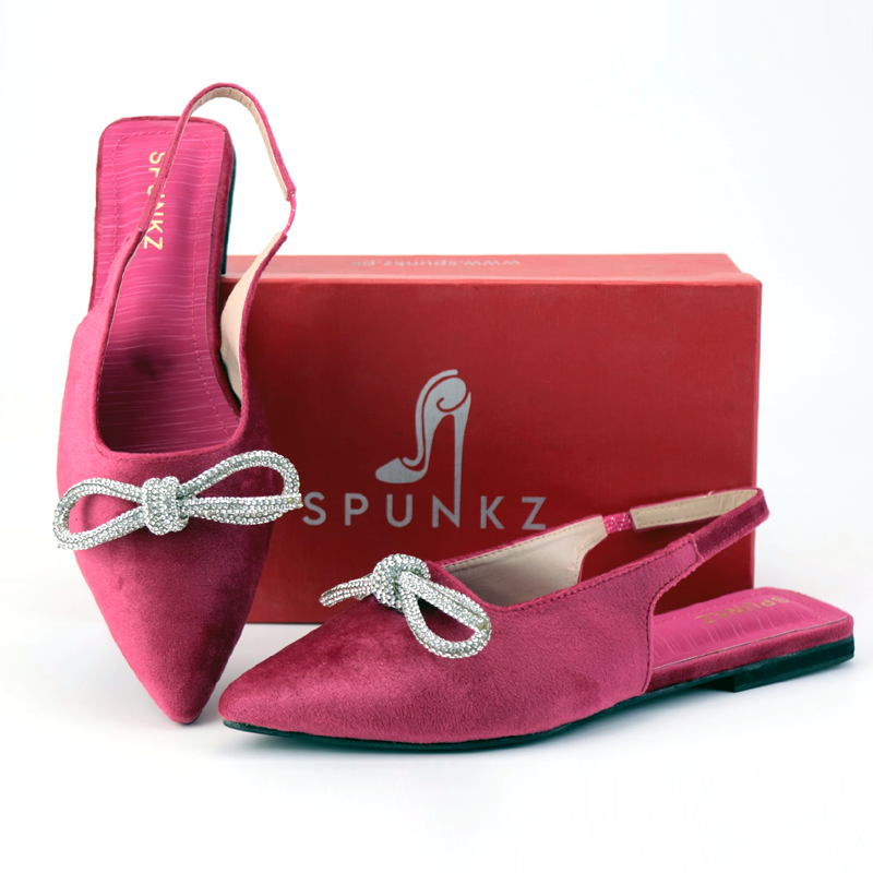 Women Velvet Rhinestone Bow Flat Slingback Mules