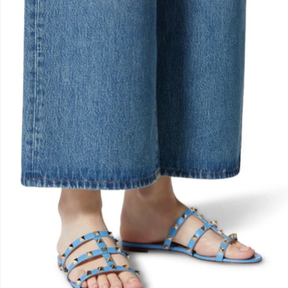Edgy Studded Cage Flat Sandals | Sky Blue & NUDE Slippers