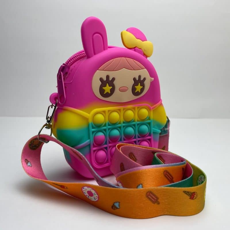 Girls Cartoon Design Pop it Bubble Bag – Pop Wallet Push Sensory Mini Pop Doll Shoulder Bags