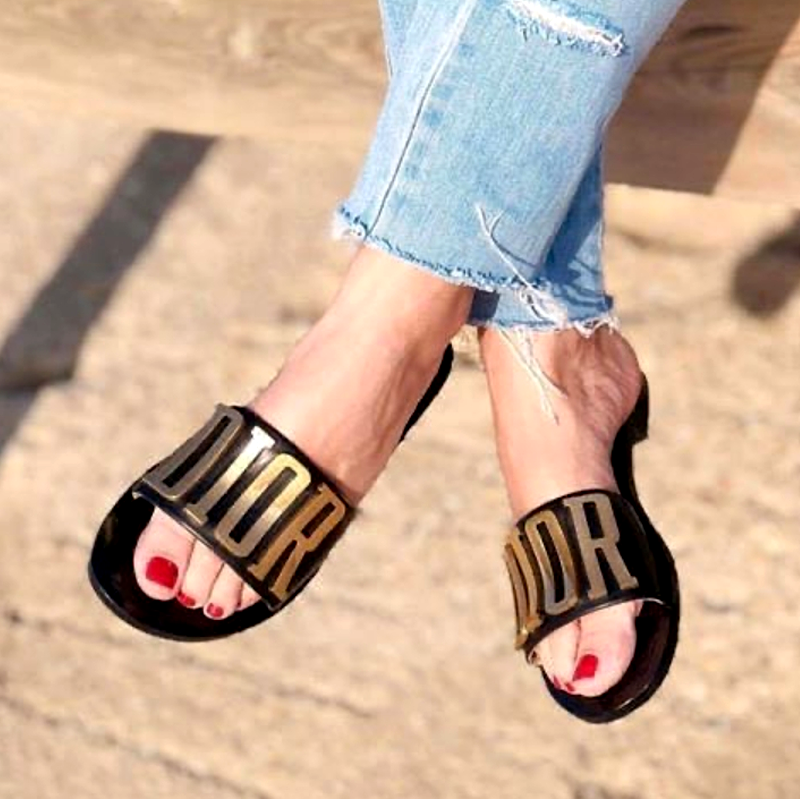 CD Slippers for Women – Luxury Footwear Ladies Logo Slides-#1024