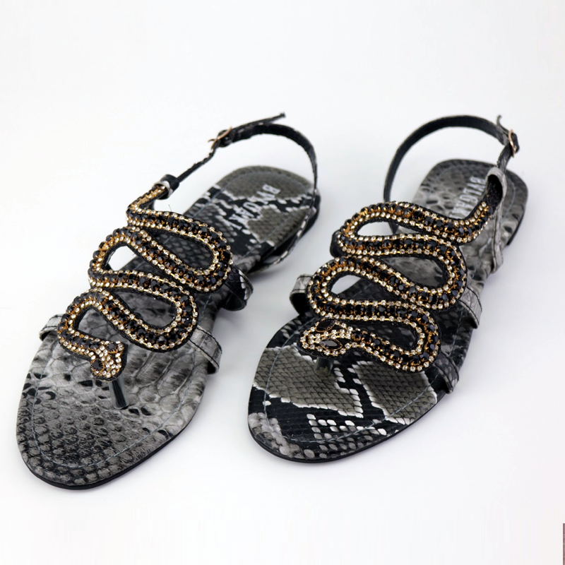 Bvlgari Flats Snake Pattern Diamond Women Sandals