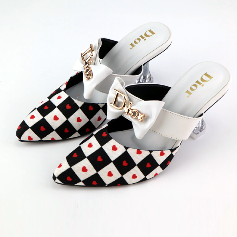 CD Bow Heel Pattern Pumps Court Shoes D-1026