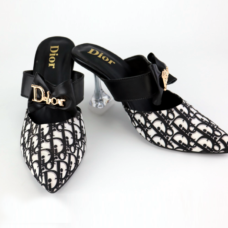 CD Bow Heel Pattern Pumps Court Shoes D-1026