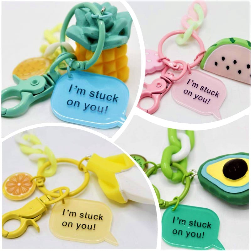 Fruit Key Chains Cute Multiple Objects Keyrings and Bag Hangings