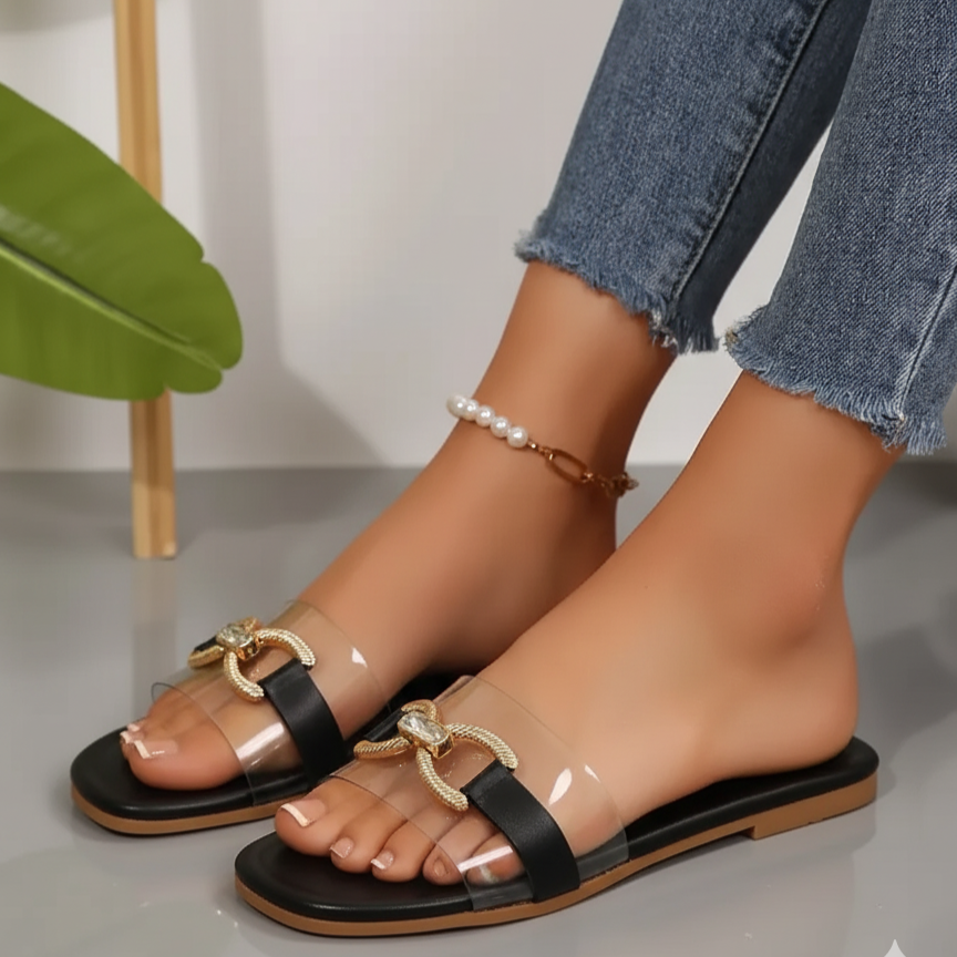 CD Transparent Chain Leather Slides #10405 #22