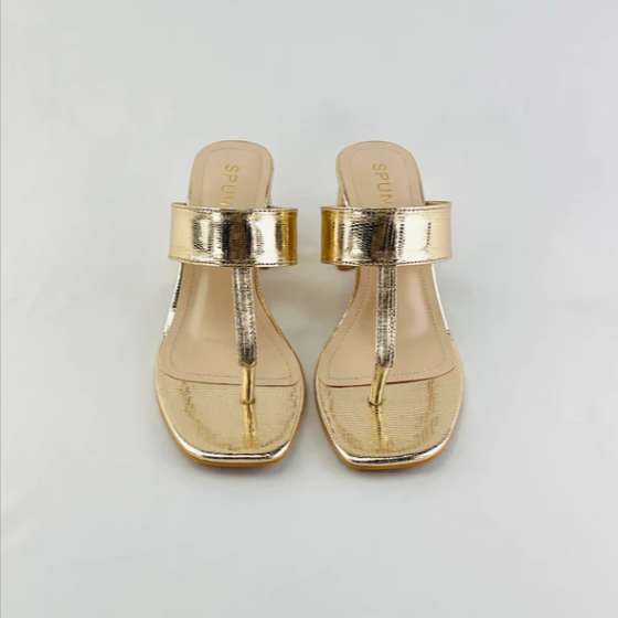 Golden Croc-Embossed Block Heels