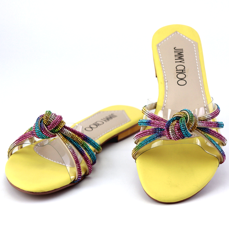 JC Transparent Rhinestone Mesh Straps Flat Sandals -6675