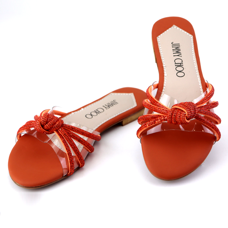 JC Transparent Rhinestone Mesh Straps Flat Sandals -6675