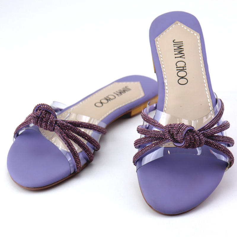 JC Transparent Rhinestone Mesh Straps Flat Sandals -6675