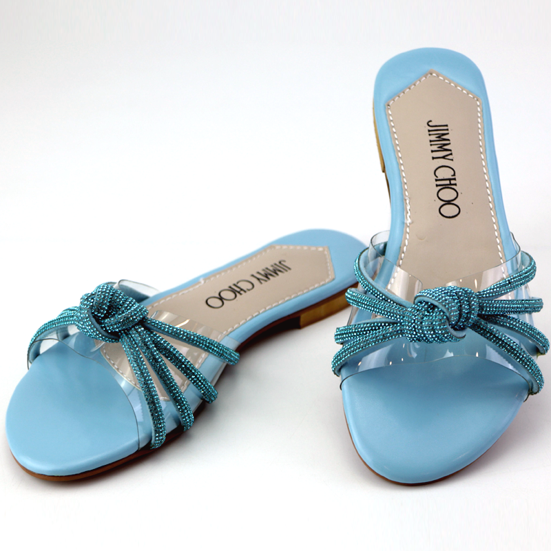 JC Transparent Rhinestone Mesh Straps Flat Sandals -6675