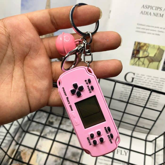 Classic Retro Brick Game Keychains Electronic Game with Hanging Chain for Birthday Gifts