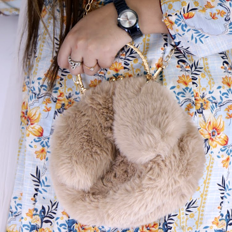 Hunny Bunny Girls Plush Fur Cute Chain Shoulder Bag in Pakistan