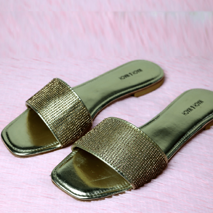 Rhinestone Flat Sandal Blinky Slides-#1014 #22