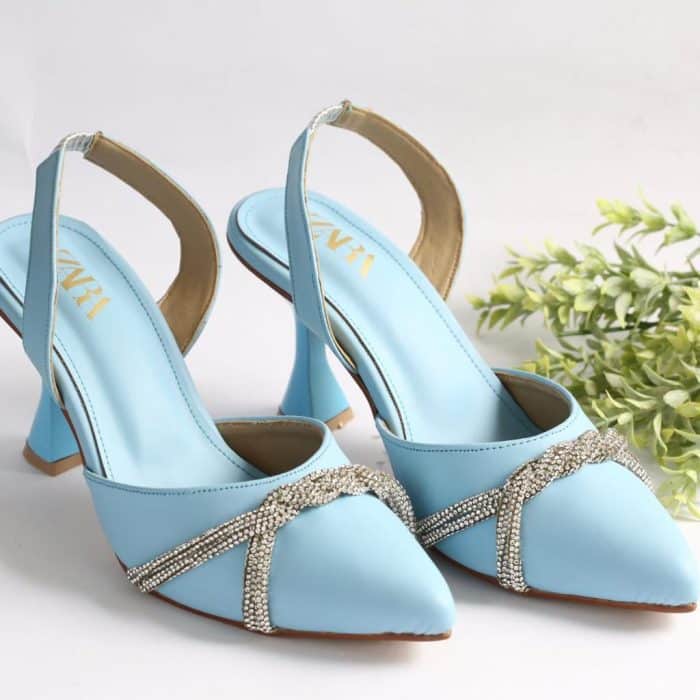 Rhinestone Decor Slingback Heels #10389