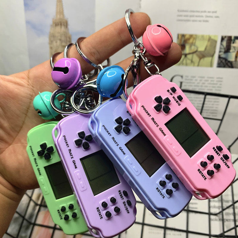 Classic Retro Brick Game Keychains Electronic Game with Hanging Chain for Birthday Gifts
