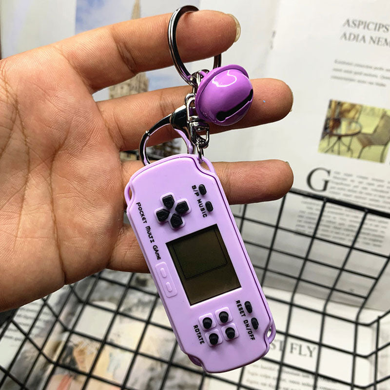 Classic Retro Brick Game Keychains Electronic Game with Hanging Chain for Birthday Gifts
