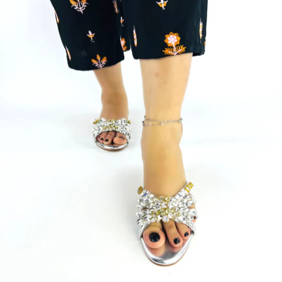 Glamour Golden Stone-Embellished Flats