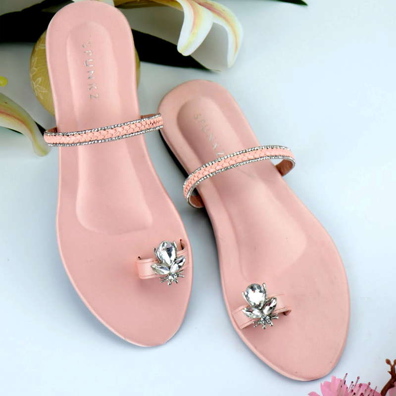 Fancy Flat Bee Embellishment Kolhapuri Style Flats slipper open toe