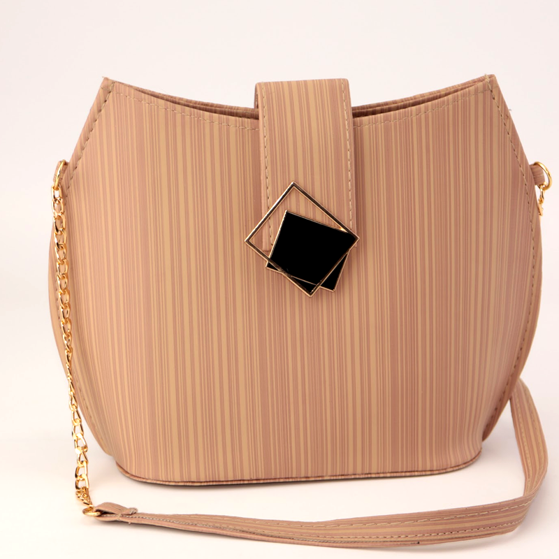 Stipe Shoulder Bag Flap Open Leather Crossbody Purse