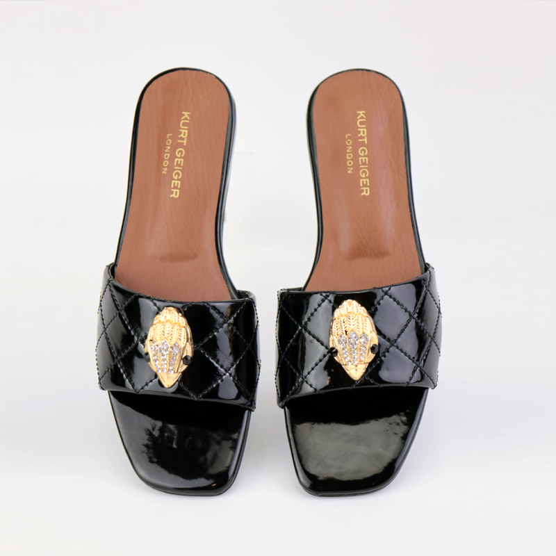 KG London Sandals Quilted Rhinestones Eagle Head Flats #10369 #22