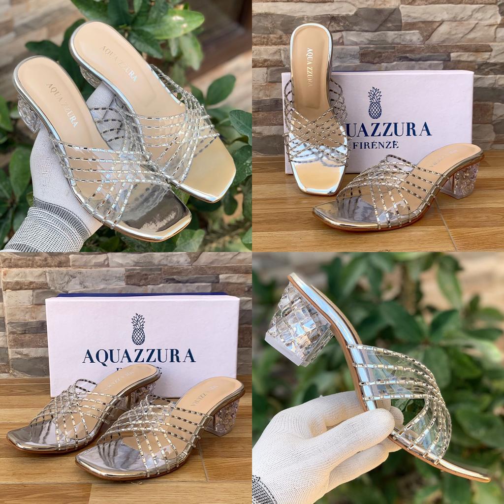 AQ Heels Transparent Clear Vinyl Rhinestone Sandal #10384 #22