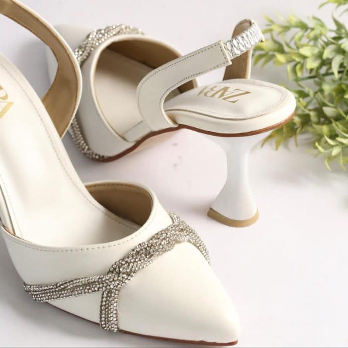 Rhinestone Decor Slingback Heels #10389