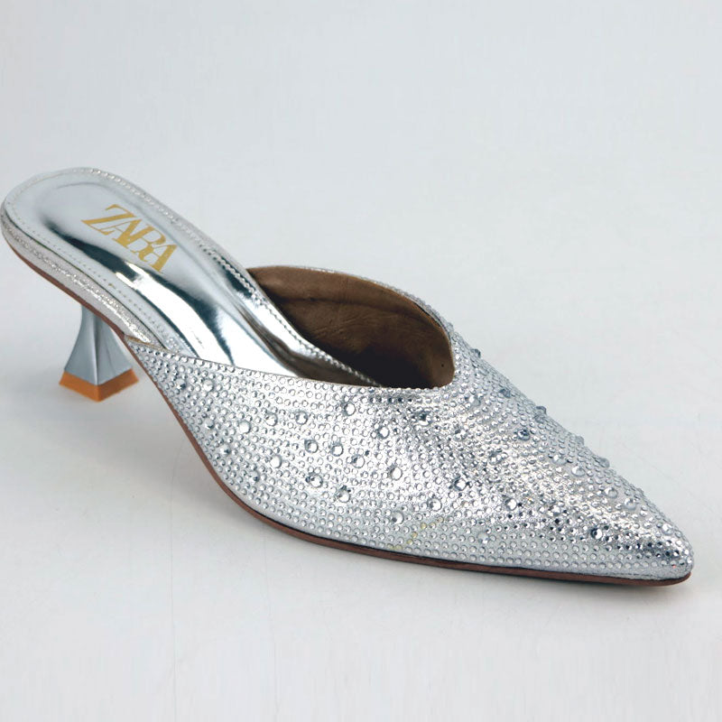 Diamante Mules Women Court Shoes Heels Z-2744