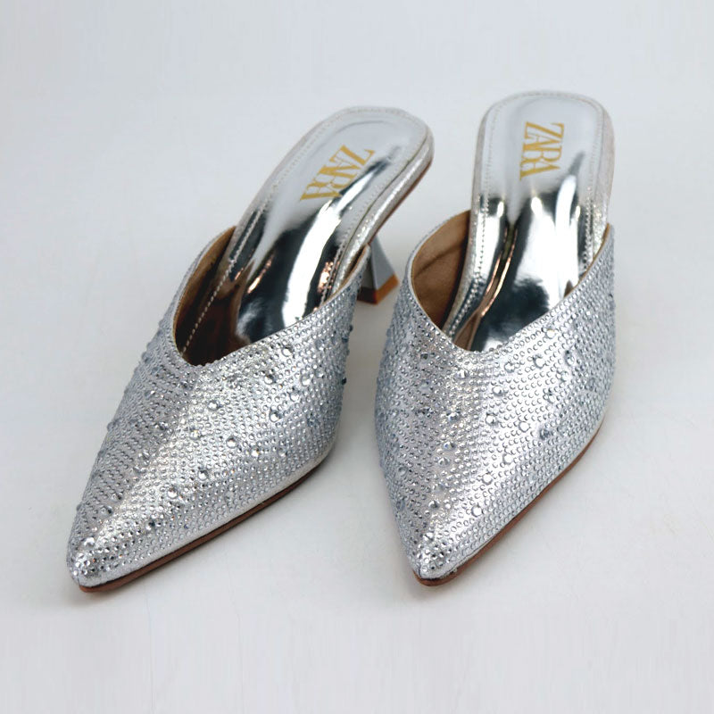Diamante Mules Women Court Shoes Heels Z-2744