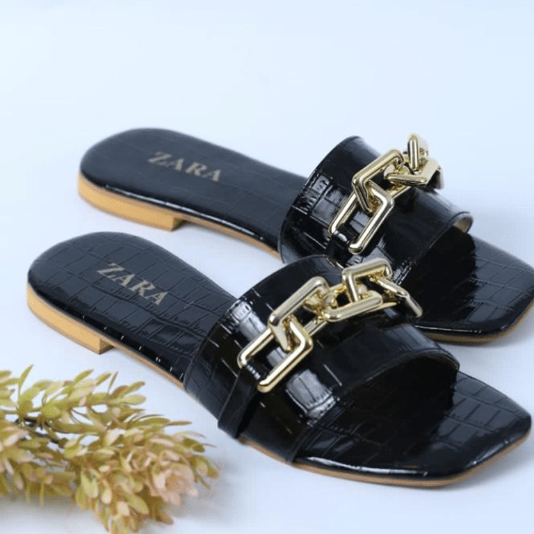 Women Flip Flops Chain Flat Heel Slippers-#1011 #22