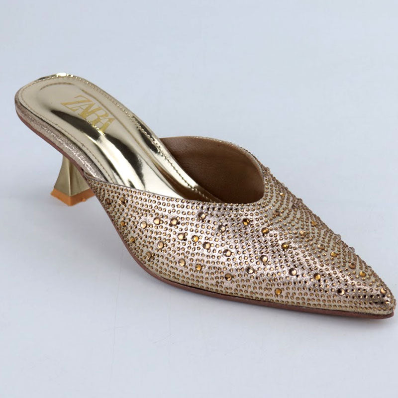 Diamante Mules Women Court Shoes Heels Z-2744