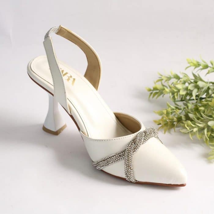 Rhinestone Decor Slingback Heels #10389