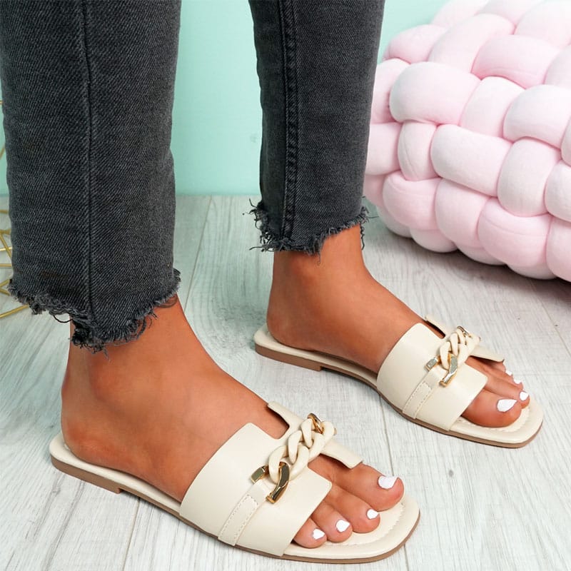 Women’s Slippers Fashion Chain Flip Flops Slippers Casual Shoes #10377