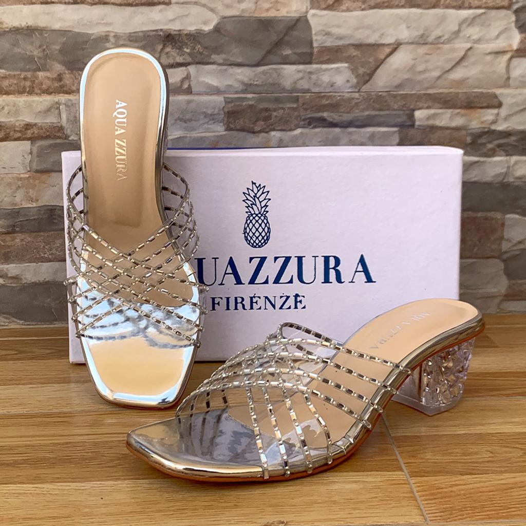 AQ Heels Transparent Clear Vinyl Rhinestone Sandal #10384