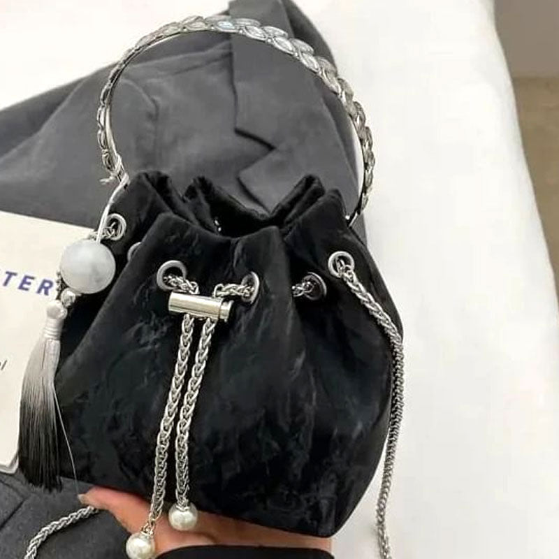 Women Tassel Bucket Bag Round Ring Clutch Shoulder Bag #9830 #22