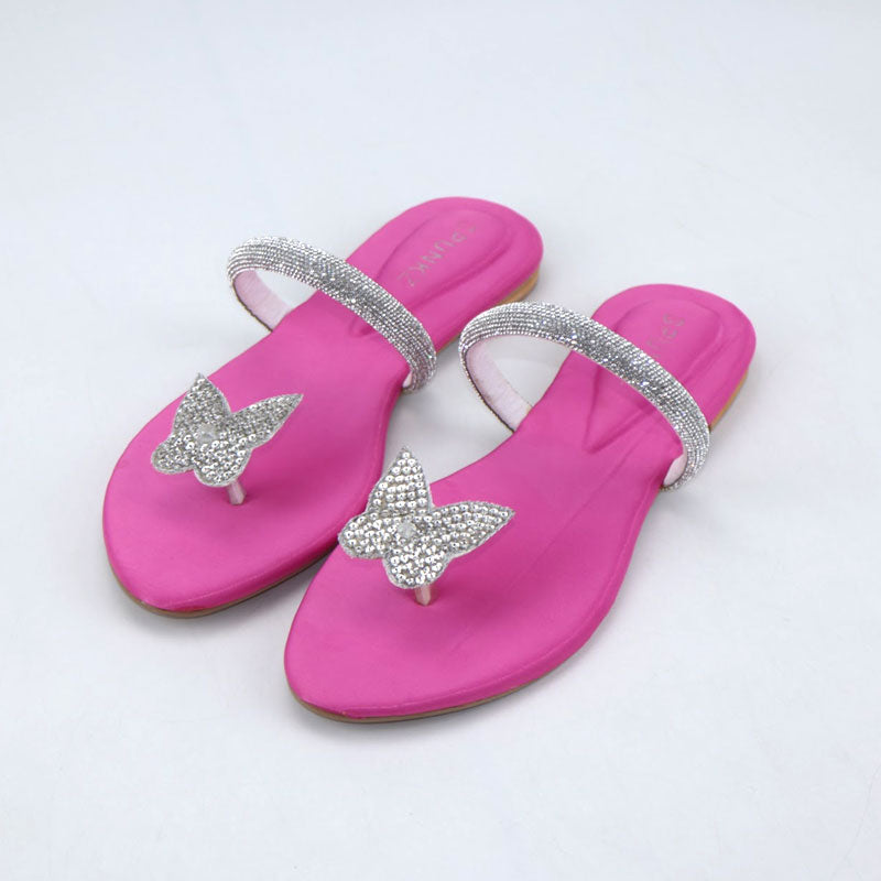 Butterfly Decor Toe Ring Flat Sandals