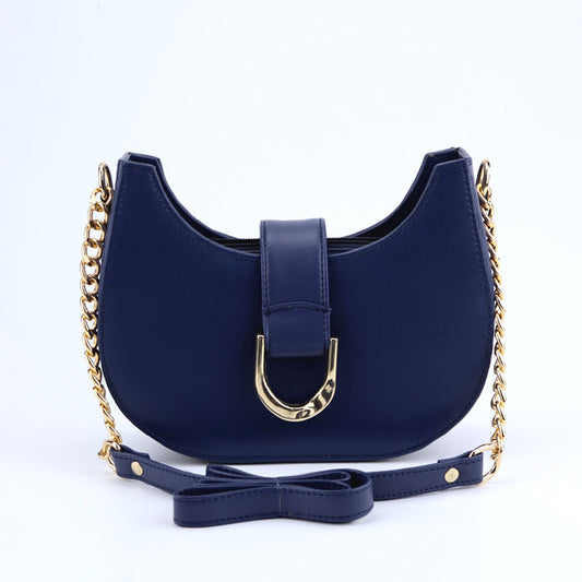 Women Saddle Bags Metal Decor Zipper Hobo Bag Long Chain Strap Shoulder Handbag #D-1567