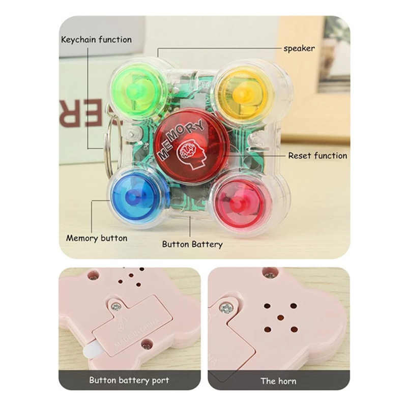 Memory Brain Game Puzzle Keychain Play Button Light Blink with Sound