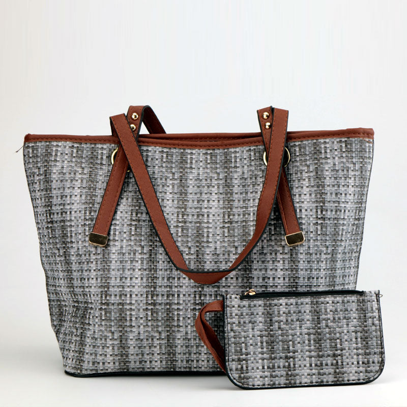 Designer Plaid Tote Bag with Hand Pouch #22