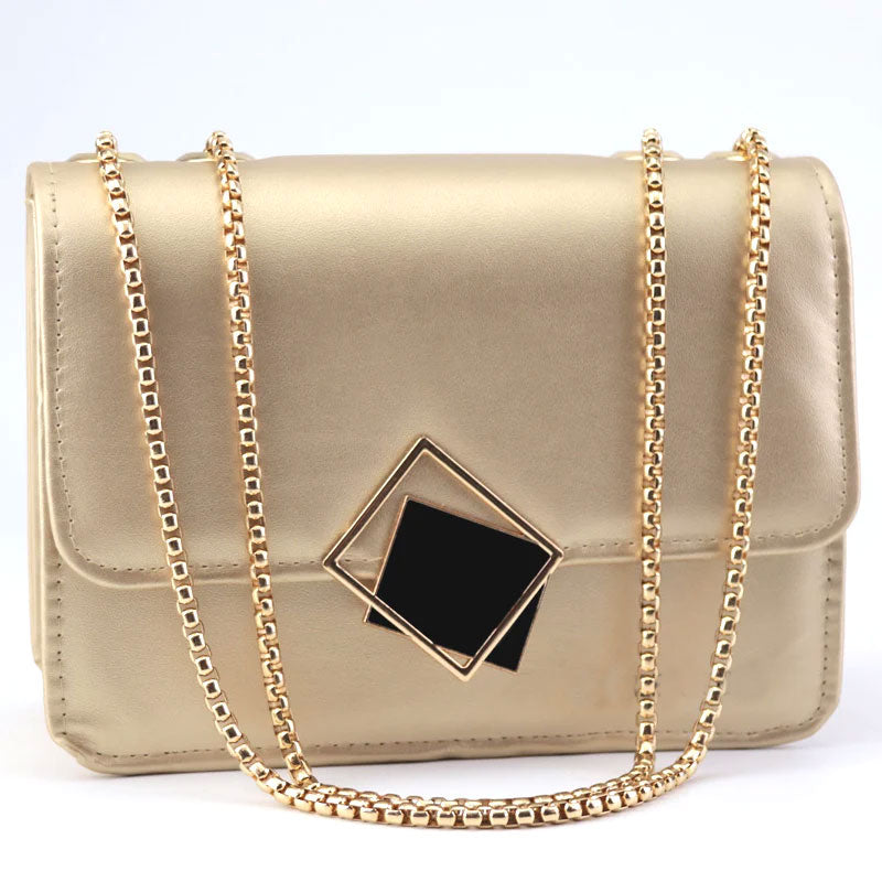 Women Flap Open Square Bag Gold Chain Crossbody Purse #CK-349 #22