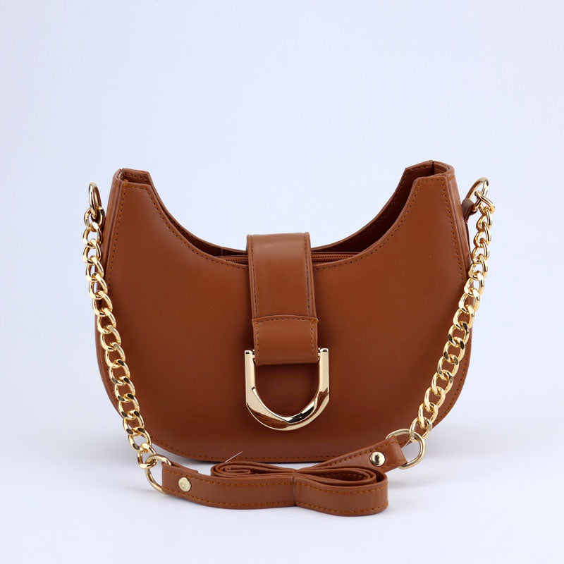 Women Saddle Bags Metal Decor Zipper Hobo Bag Long Chain Strap Shoulder Handbag #D-1567