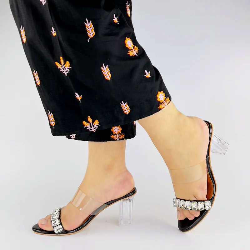 Crystal Stone Transparent strap Heels