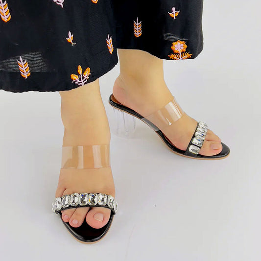 Crystal Stone Transparent strap Heels