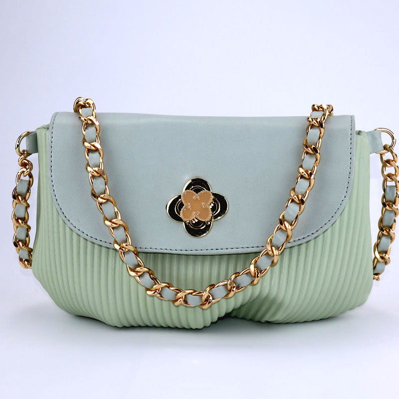 Pleated Flap Open Leather Purse Casual Handbag for Women CP#889-#22