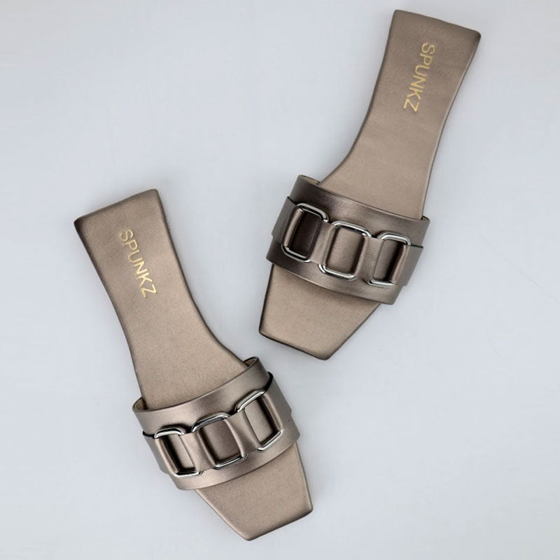 Classy Chain Ring Flat Slippers
