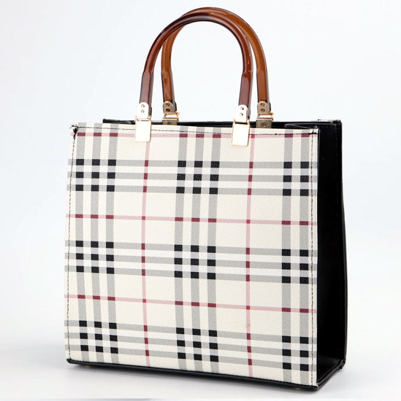 Iconic Checkered Tote Bag with Detachable Strap #22