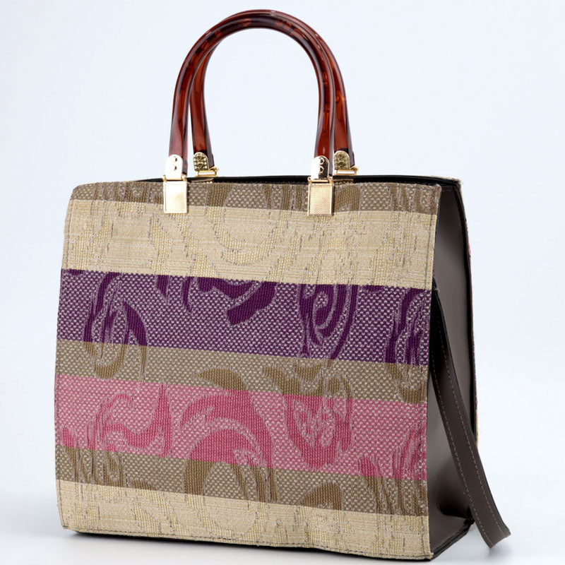 Striped Top Handle Canvas Satchel Purse #Lv-445 #22