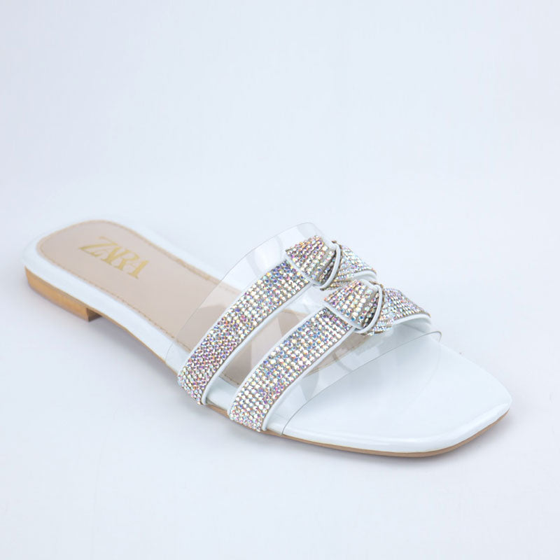 Rhinestone Strap Knot Sparkly Clear Flat Sandal #9548 #22